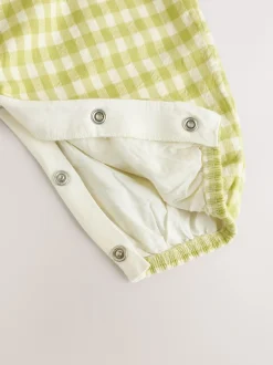 Next Gingham vert - Ensemble 2 pièces salopettes et body bébé (0mois-2ans)