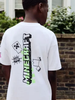Next - T-shirt Minecraft (3-16ans) Graffiti blanc New