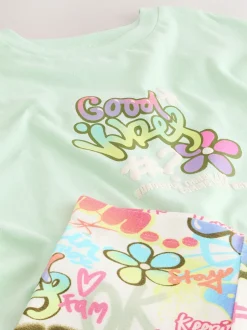 Next Graffiti vert - Ensemble t-shirt et short cycliste (3-16ans)