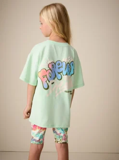 Next Graffiti vert - Ensemble t-shirt et short cycliste (3-16ans)