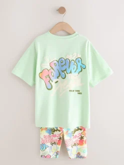 Next Graffiti vert - Ensemble t-shirt et short cycliste (3-16ans)
