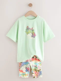 Next Graffiti vert - Ensemble t-shirt et short cycliste (3-16ans)
