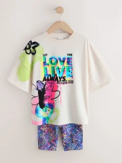 Next Graffitis bleu/blanc - Ensemble t-shirt et short cycliste (3-16ans) Outlet