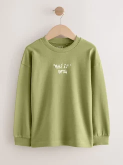 Next Graphique bleu/vert - T-shirts épais décontractés à manches longues Lot de 3 (3-16ans) Outlet