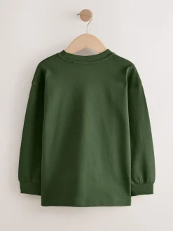 Next Graphique bleu/vert - T-shirts épais décontractés à manches longues Lot de 3 (3-16ans) Outlet