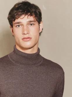 Next Grège foncé - Polo EDIT en maille à manches longues et col roulé Outlet