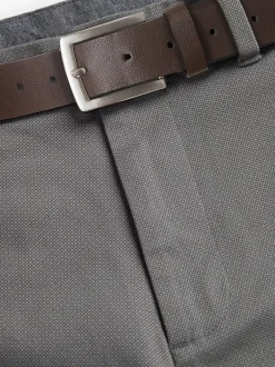 Next Gris - Ajustement droit - Pantalon chino doux imprimé à ceinture Clearance
