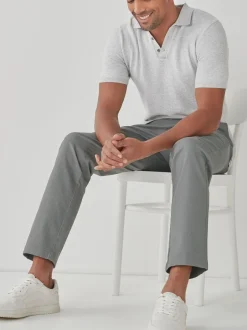 Next Gris - Ajustement droit - Pantalon chino doux imprimé à ceinture Clearance