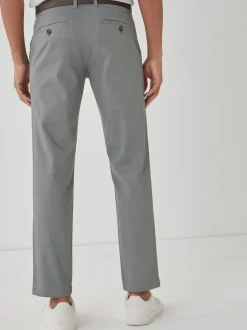 Next Gris - Ajustement droit - Pantalon chino doux imprimé à ceinture Clearance