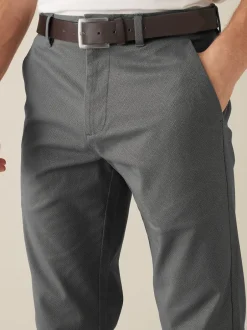 Next Gris - Ajustement droit - Pantalon chino doux imprimé à ceinture Clearance