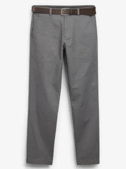 Next Gris - Ajustement droit - Pantalon chino doux imprimé à ceinture Clearance