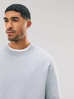 Next - Ajustement régulier - Sweat-shirt épais à Col rond riche en coton Gris Hot