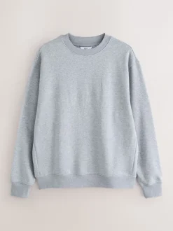 Next - Ajustement régulier - Sweat-shirt épais à Col rond riche en coton Gris Hot