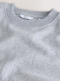 Next - Ajustement régulier - Sweat-shirt épais à Col rond riche en coton Gris Hot