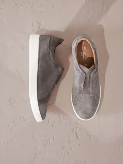 Next Gris - Baskets Signature sans lacets en cuir haut de gamme Discount