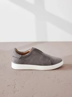 Next Gris - Baskets Signature sans lacets en cuir haut de gamme Discount