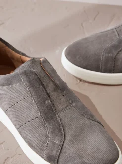 Next Gris - Baskets Signature sans lacets en cuir haut de gamme Discount