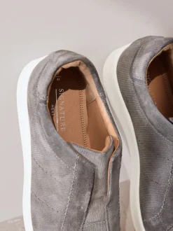 Next Gris - Baskets Signature sans lacets en cuir haut de gamme Discount