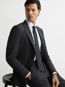 Reiss Gris - Blazer de costume Promise à simple boutonnage en laine Blend, coupe habillée Clearance