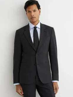 Reiss Gris - Blazer de costume Promise à simple boutonnage en laine Blend, coupe habillée Clearance