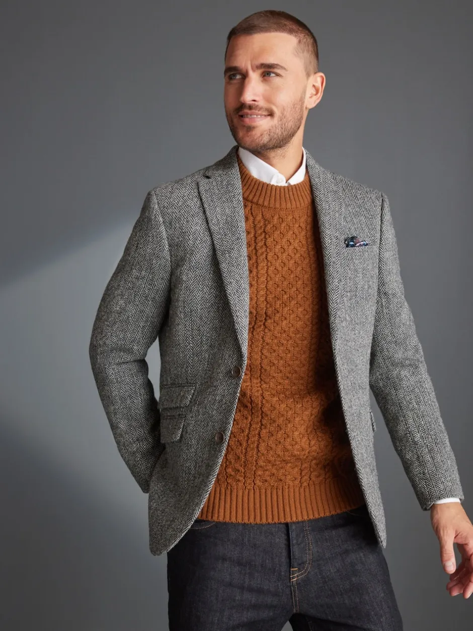 Next Gris - Blazer Signature Harris en tweed britannique en laine Outlet