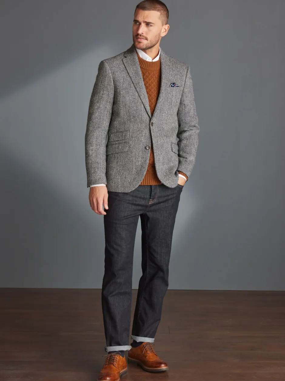 Next Gris - Blazer Signature Harris en tweed britannique en laine Outlet