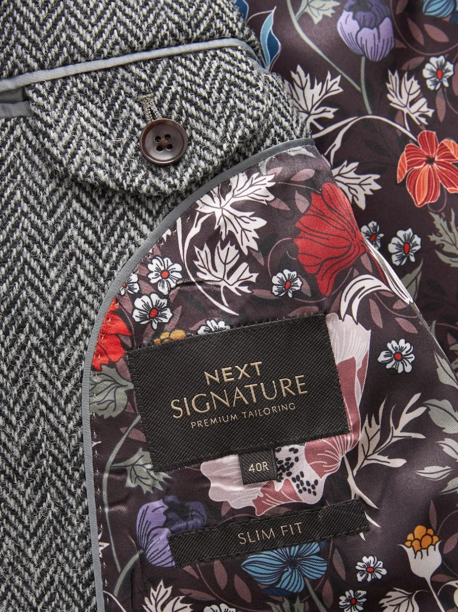 Next Gris - Blazer Signature Harris en tweed britannique en laine Outlet