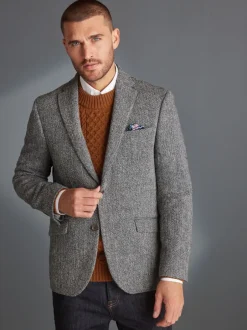 Next Gris - Blazer Signature Harris en tweed britannique en laine Outlet