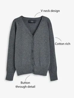 Next - Cardigan à col en V Cotton Rich School (3-16ans) Gris Online