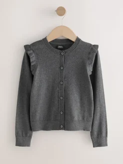 Next - Cardigan d'école à épaules volantées en coton riche (3-16ans) Gris Discount