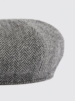 MOSS Gris - Casquette Harris en tweed à chevrons Baker Boy Outlet