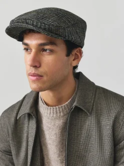 Next Gris - Casquette plate Harris Tweed Carreaux New