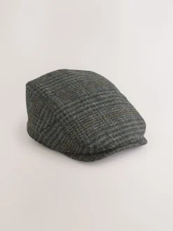 Next Gris - Casquette plate Harris Tweed Carreaux New