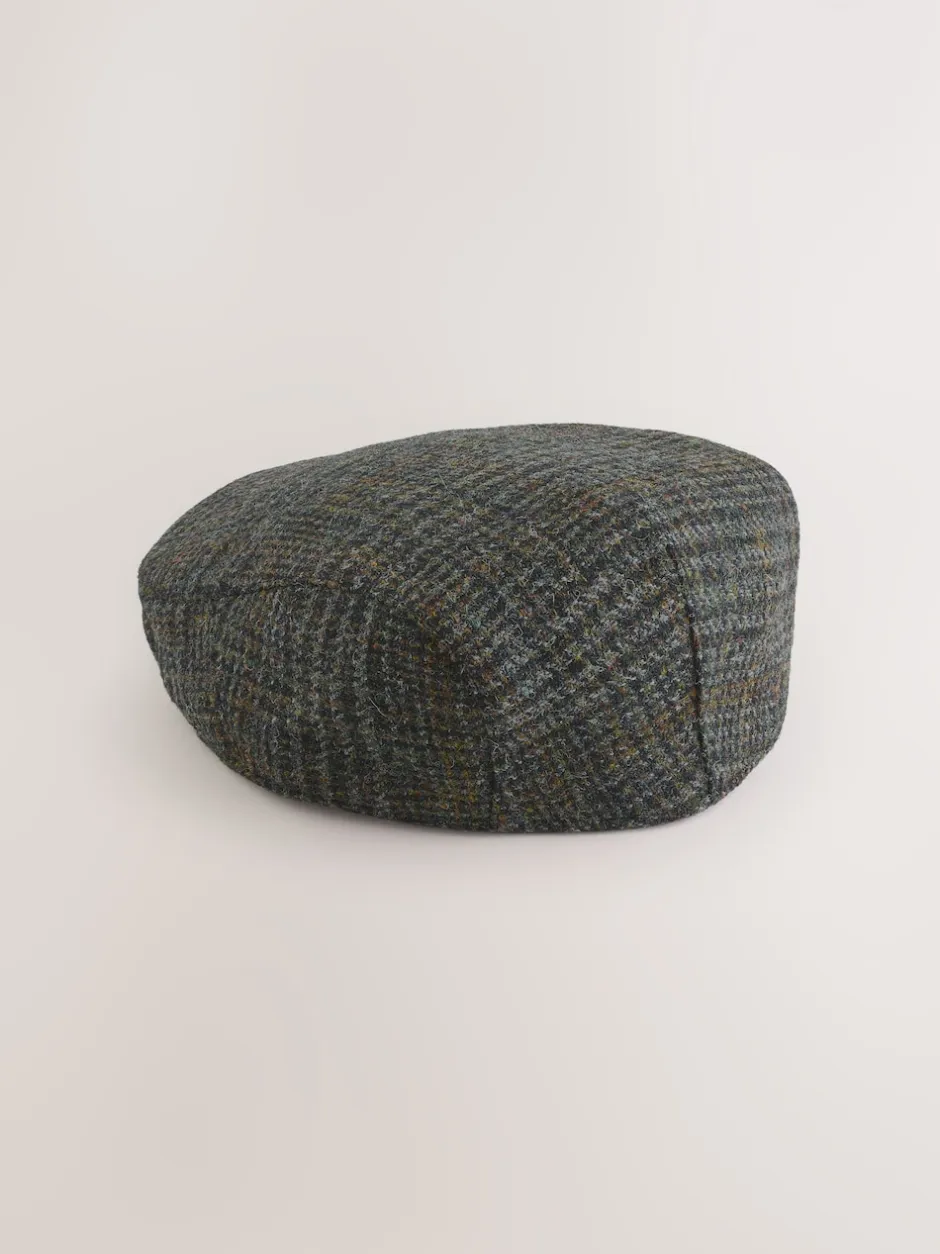 Next Gris - Casquette plate Harris Tweed Carreaux New