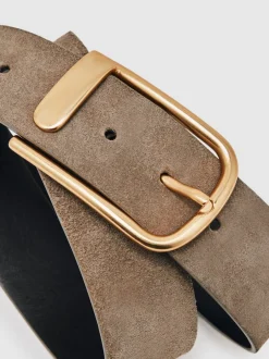 Reiss Gris - Ceinture en cuir avec boucle à demi-passant Iyla