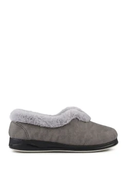 Pavers Gris - Chaussons douillets en mousse à mémoire de forme coupe large Sale