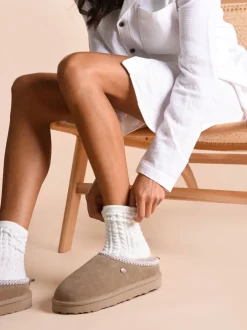 Just Sheepskin Gris - Chaussons Ladies Erin en peau de mouton Sale