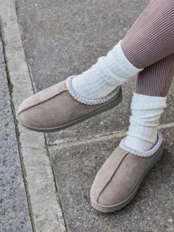 Linzi Gris - Chaussons Tana en faux daim à enfiler Clearance