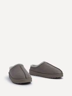 Linzi Gris - Chaussons Tana en faux daim à enfiler Clearance