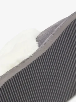 Next - Chaussons mules en daim doublés de fausse fourrure Gris New