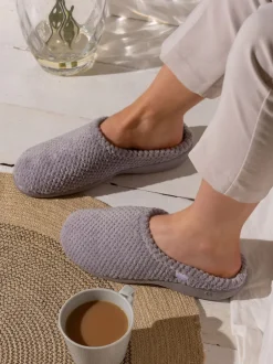 Totes - Chaussons mules Isotoner Popcorn Terry Gris Sale