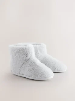 Next Gris - Chaussons style boots en fausse fourrure