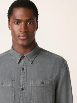 Next Gris - Chemise à manches longues texturée à deux poches Coupe classique Clearance