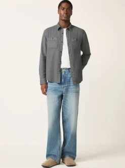 Next Gris - Chemise à manches longues texturée à deux poches Coupe classique Clearance