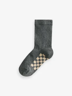 Next - Paquet de chaussettes en coton riche 7 Gris à damier Discount