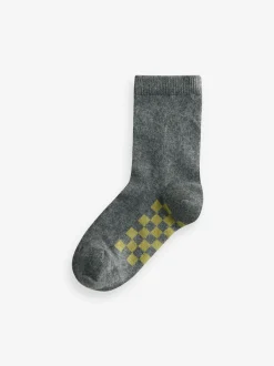 Next - Paquet de chaussettes en coton riche 7 Gris à damier Discount