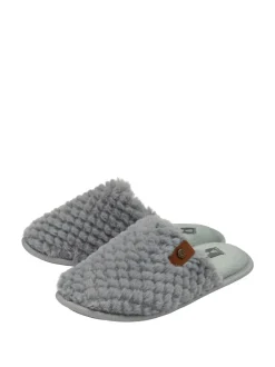 Dunlop Gris - Chaussons mules gaufrés à bout fermé pour dames Online