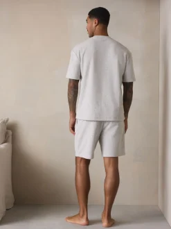 Next Gris - Ensemble pyjama à manches courtes en éponge Outlet