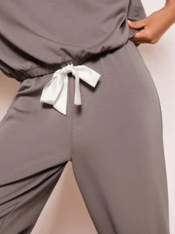 Friends Like These Gris - haut de pyjama à manches longues contrastant haut de gamme New