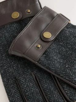 Next Gris - Gants Harris Tweed et Cuir Best
